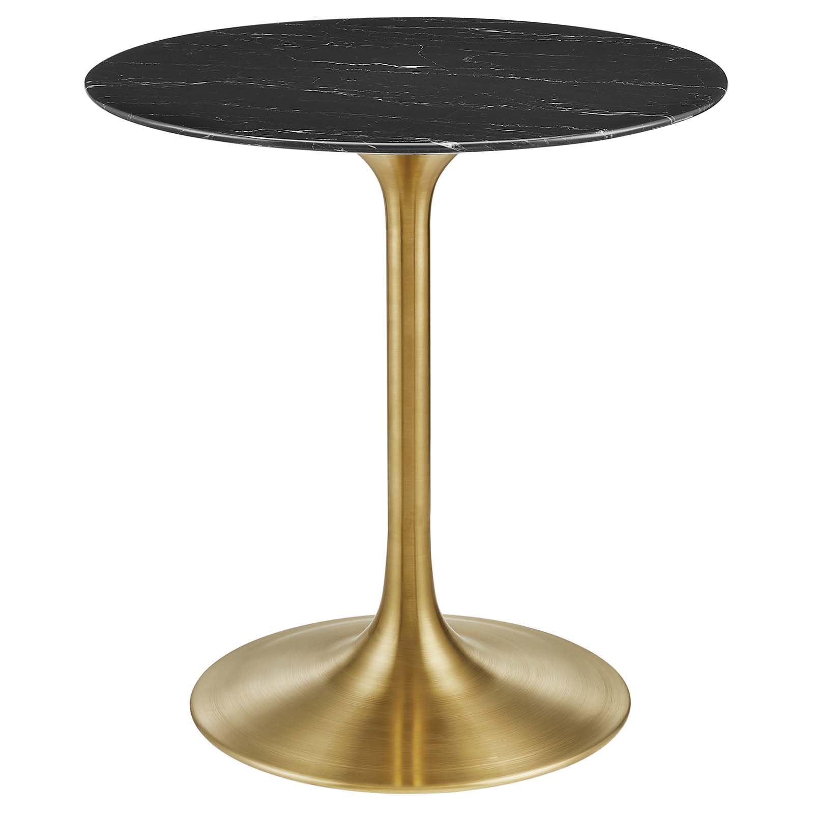 Modway Lippa Round 28" Artificial Marble Mid-Century Modern Dining Table in Gold Black